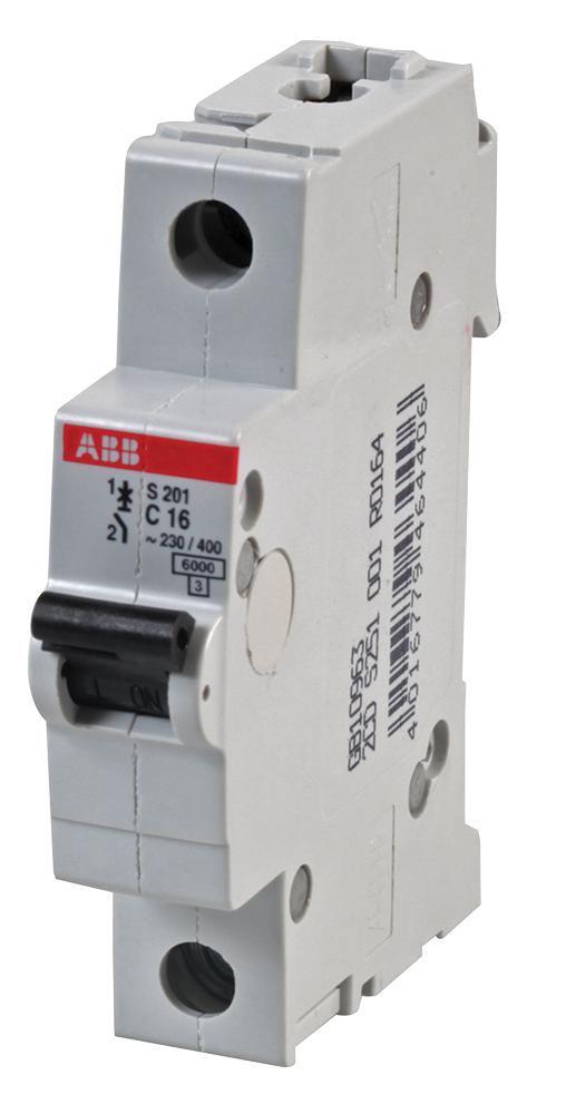 Abb S201-C16 Circuit Breaker, Thermal Mag, 1 Pole