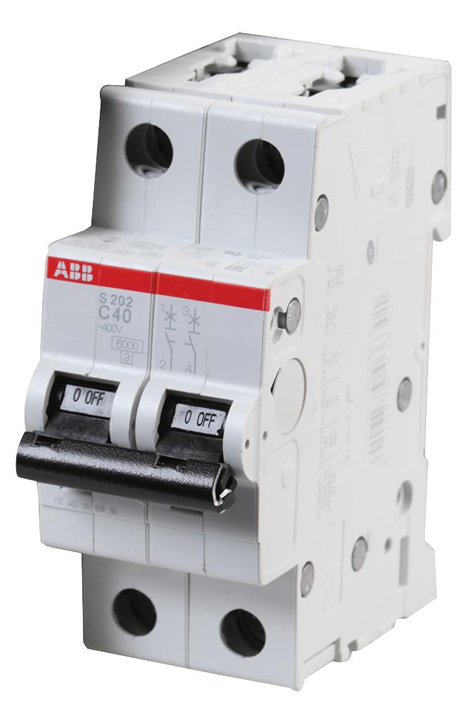 Abb S202-C40 Circuit Breaker, Thermal Mag, 2 Pole