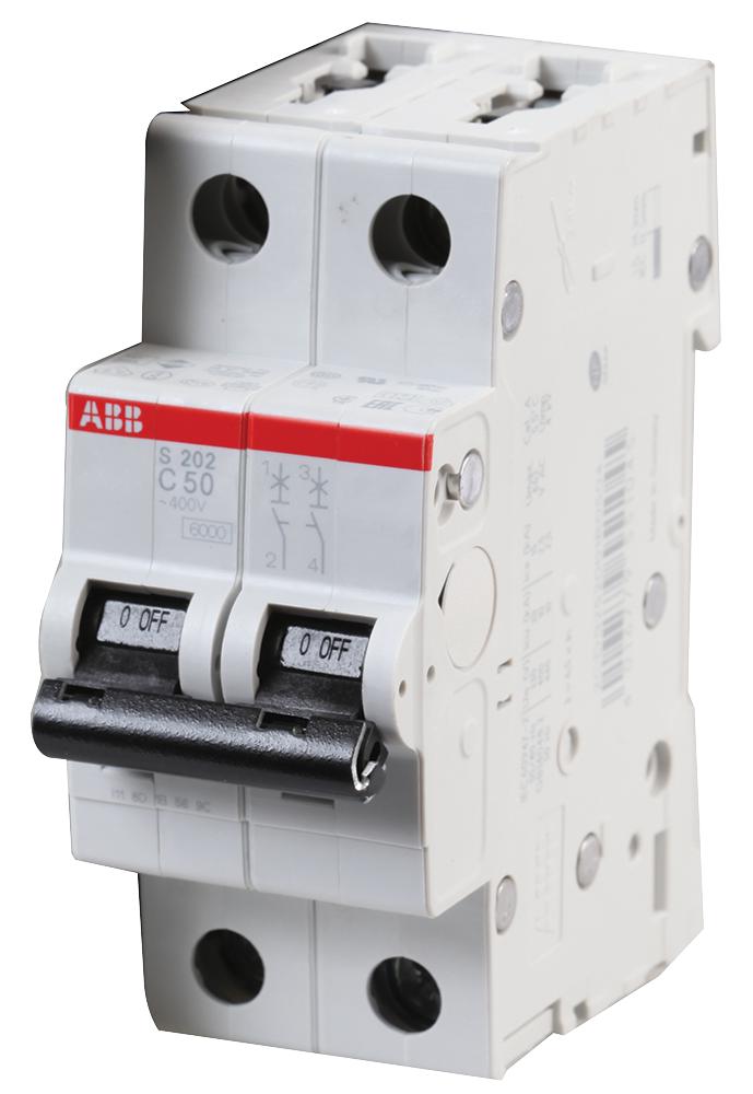 Abb S202-C50 Circuit Breaker, Thermal Mag, 2 Pole