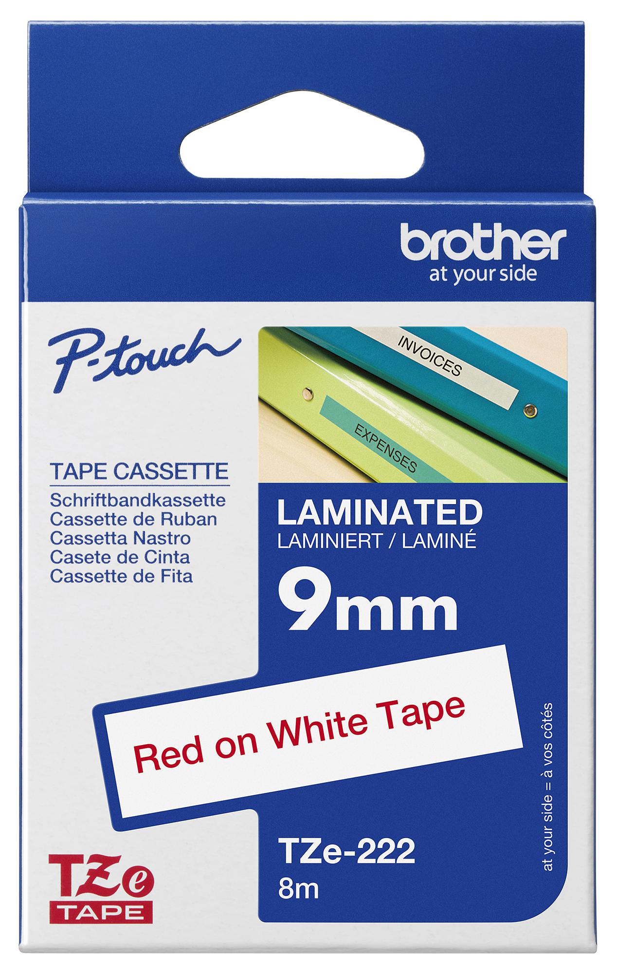 Brother Tze222 9Mm Red On White Tape