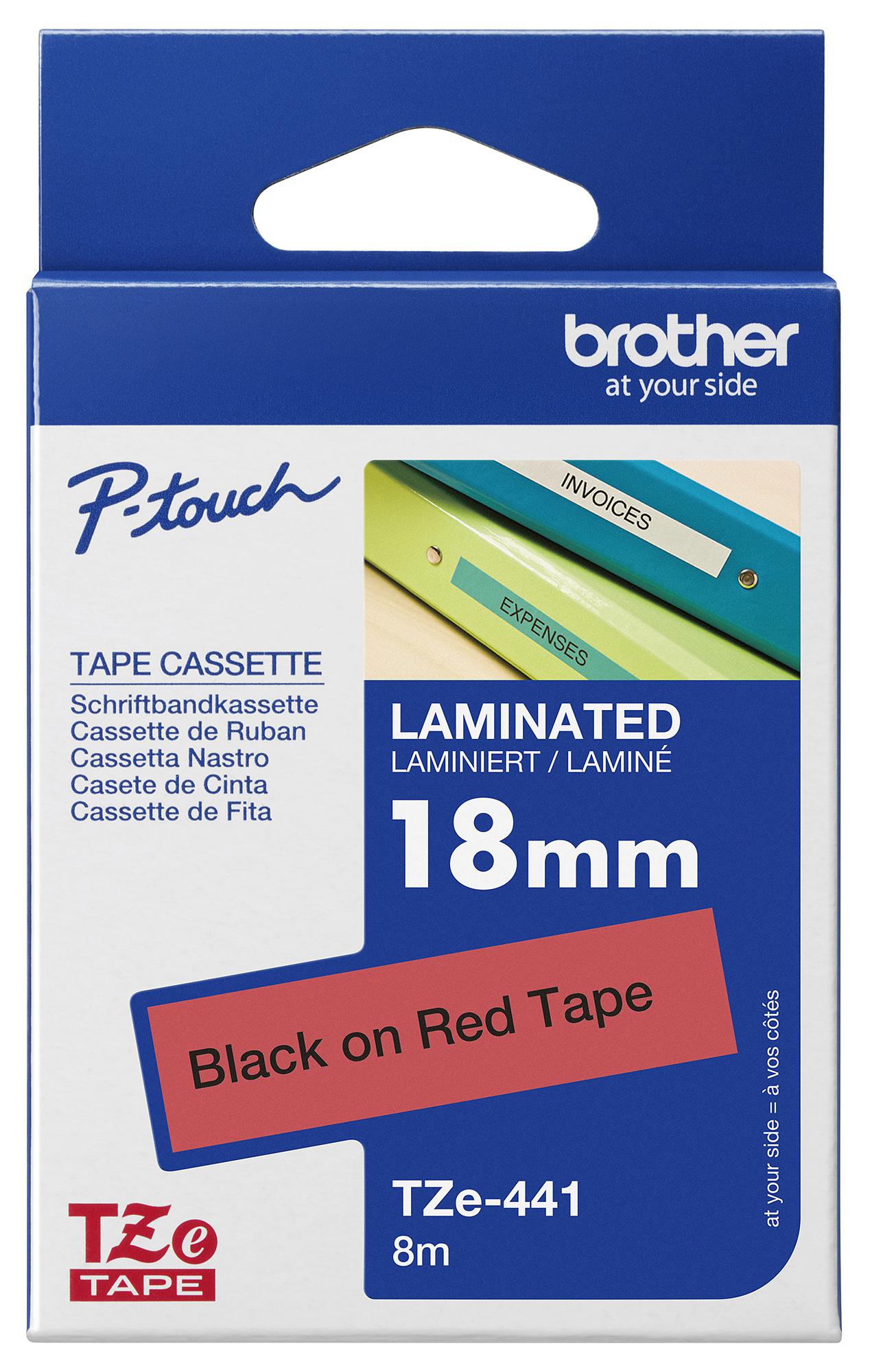 Brother Tze441 18Mm Black On Red Tape