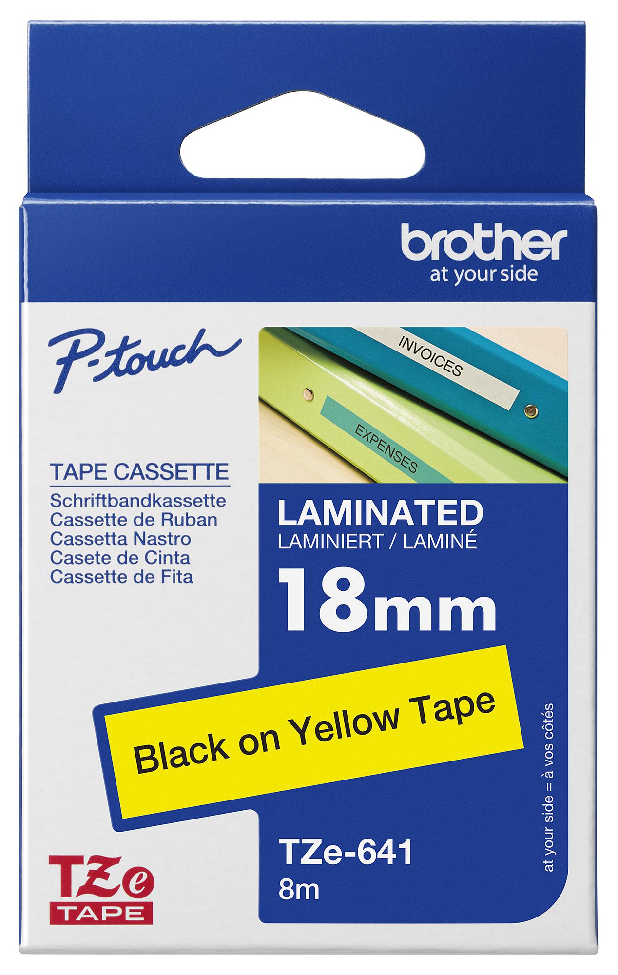 Brother Tze641 18Mm Black On Yellow Tape