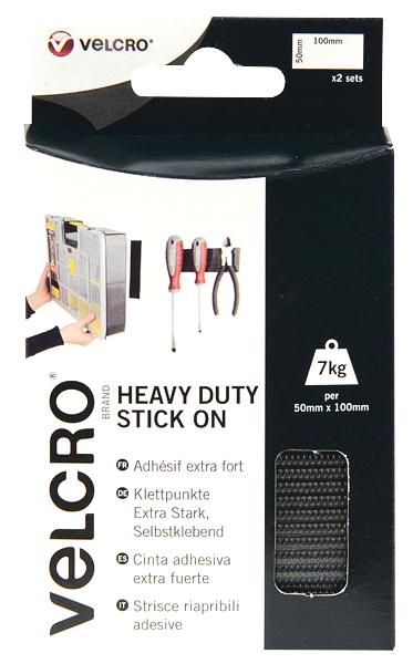 Velcro 60239 Stick On Strip 50X100Mm Blk (Pk=2)