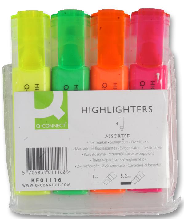 Q Connect Kf01116 Highlight - Assorted 4Pk