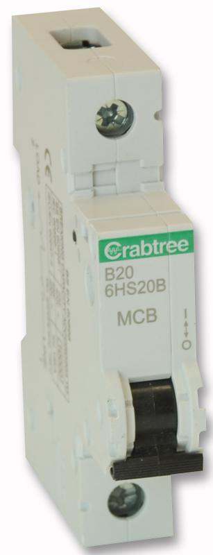 Crabtree 6Hs20B 20A Sp Mcb B Curve 10Ka - Each