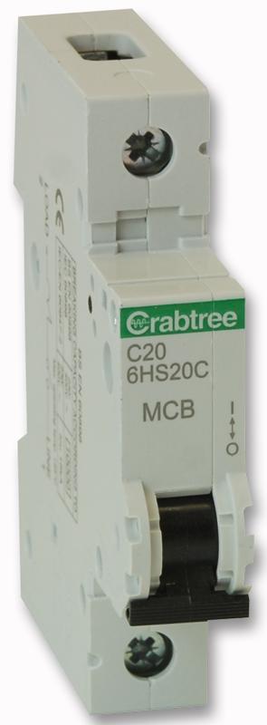 Crabtree 6Hs20C 20A Sp Mcb C Curve 10Ka - Each