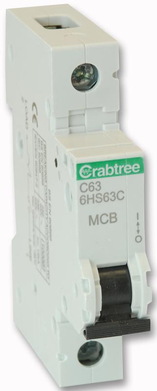 Crabtree 6Hs63C 63A Sp Mcb C Curve 10Ka - Each