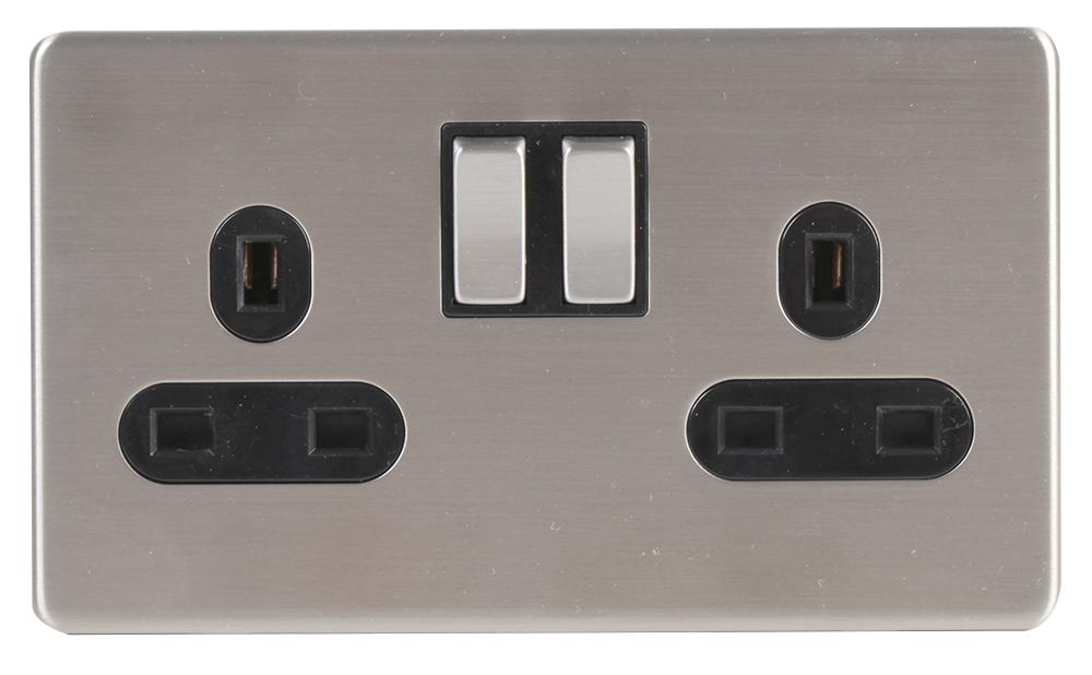 Pro Elec Bc1898 Switched Socket, 2-Gang, 13A, 250V