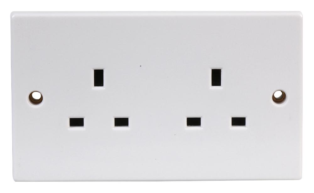 Pro Elec 9142 Unswitched Socket, 2-Gang, 13A, 250V