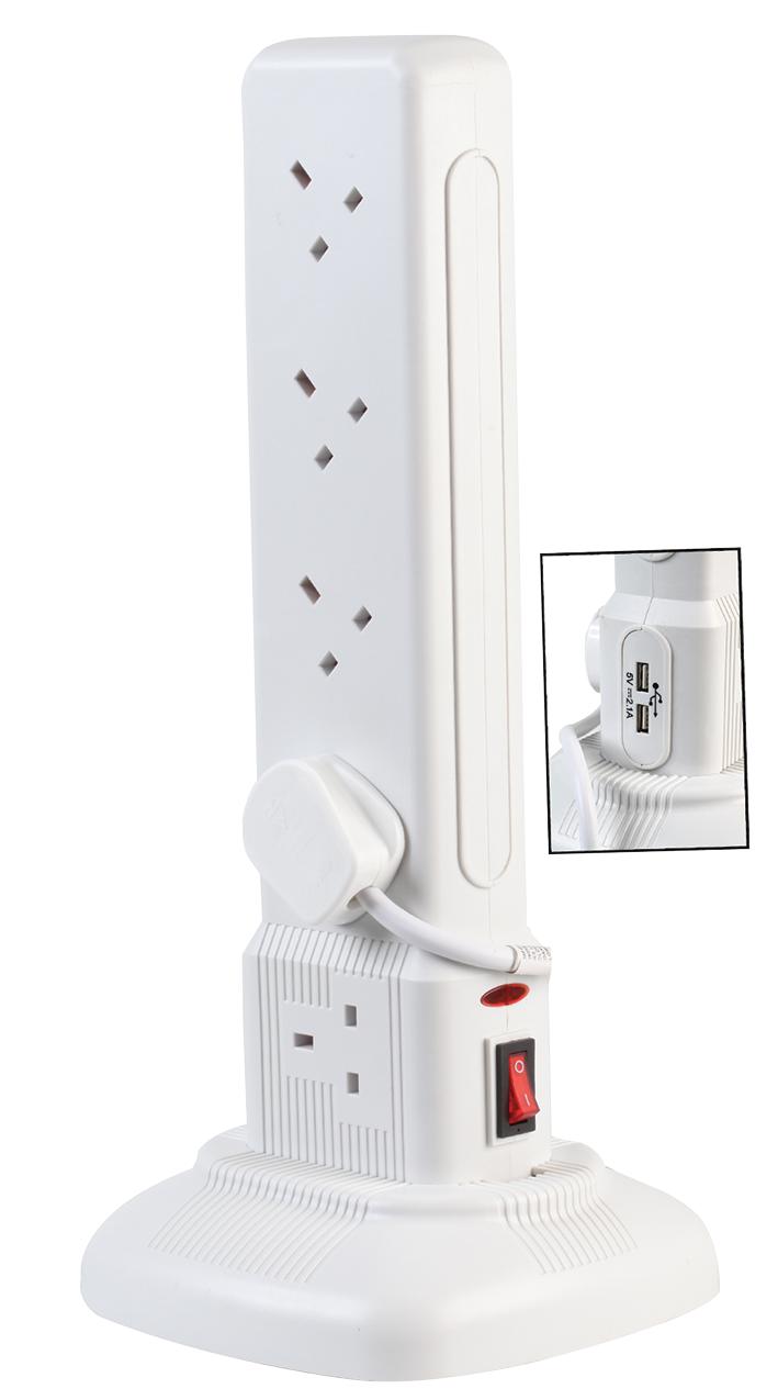 Pro Elec 2710U Wht Extension Tower 10G Swtch , Usb Wht