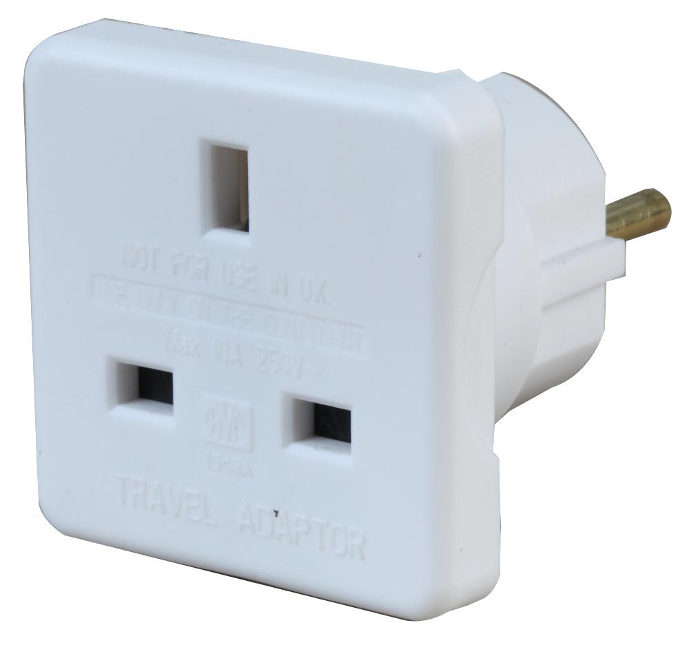 Pro Elec 1518A Wht 2Pk Travel Adaptor Uk To European Wht 2Pk