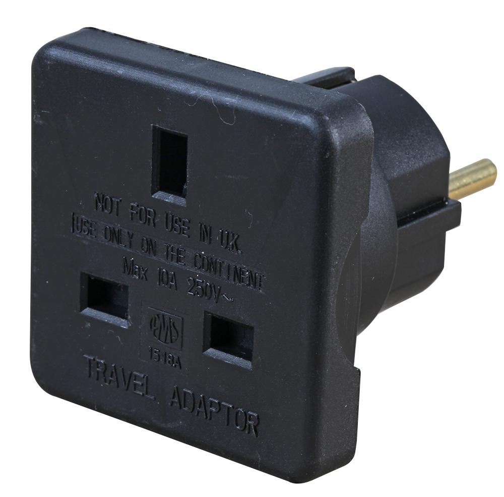 Pro Elec 1518A Blk Travel Adapter, 10A, 250V, Black