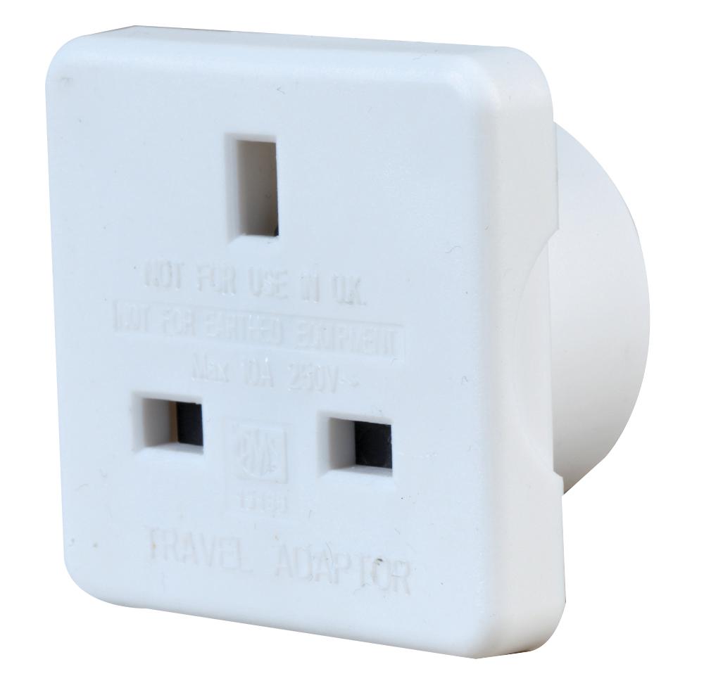 Pro Elec 1518B Wht Travel Adapter, 10A, 250V, White