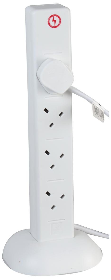 Pro Elec Pel00136 Extension Tower 8 Gang Surge Wht Usb 5M