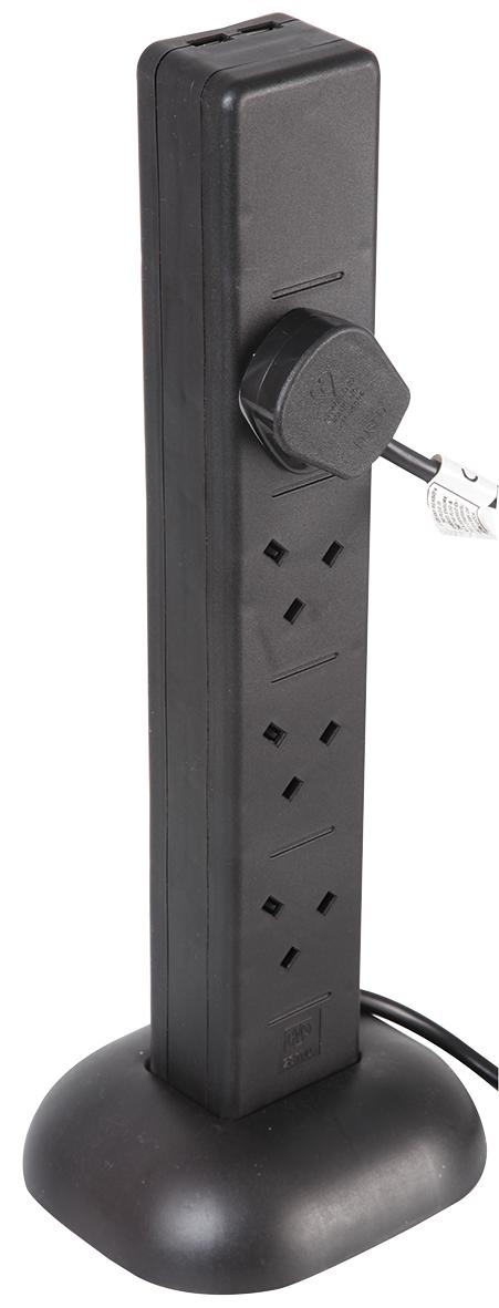 Pro Elec Pel00135 Extension Tower 8 Gang Black Usb 2M