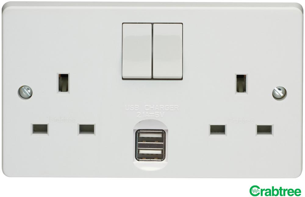 Crabtree 4306/usb/d 2G Sw Socket + 2.1A Usb Port