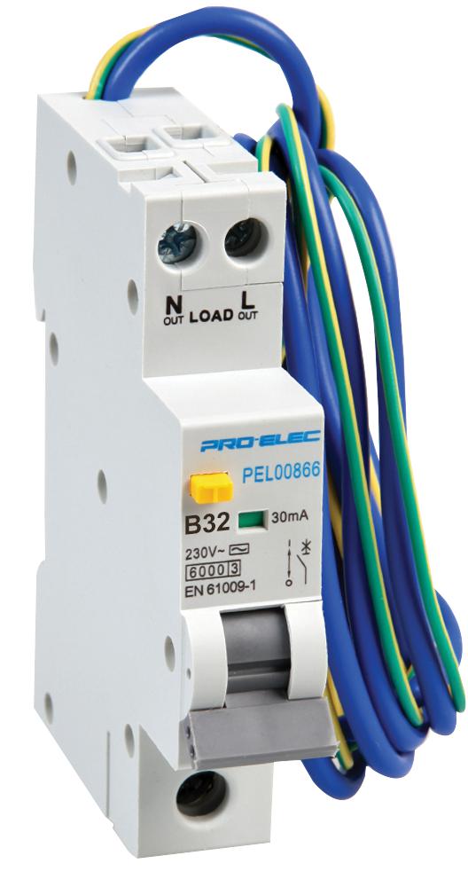 Pro Elec Pel00871 Rcbo, 1P, 32A, 230Vac