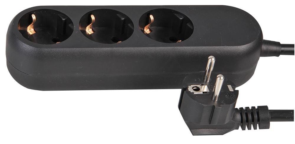 Pro Elec Pel01288 Extension Lead Schuko 3 Gang 2M Black