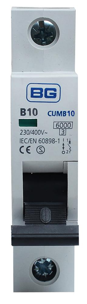 Bg Electrical Cumb10-01 10A Type B Mcb, Single Pole, 6Ka