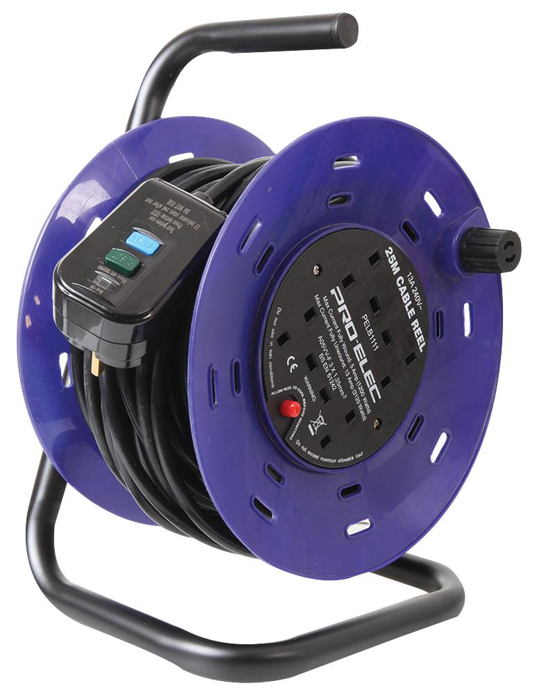 Pro Elec Pelb1111 Cable Reel 4 Way Rcd 25M