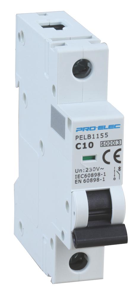 Pro Elec Pelb1155 Circuit Breaker, 1P, 6A, 415V, Din Rail