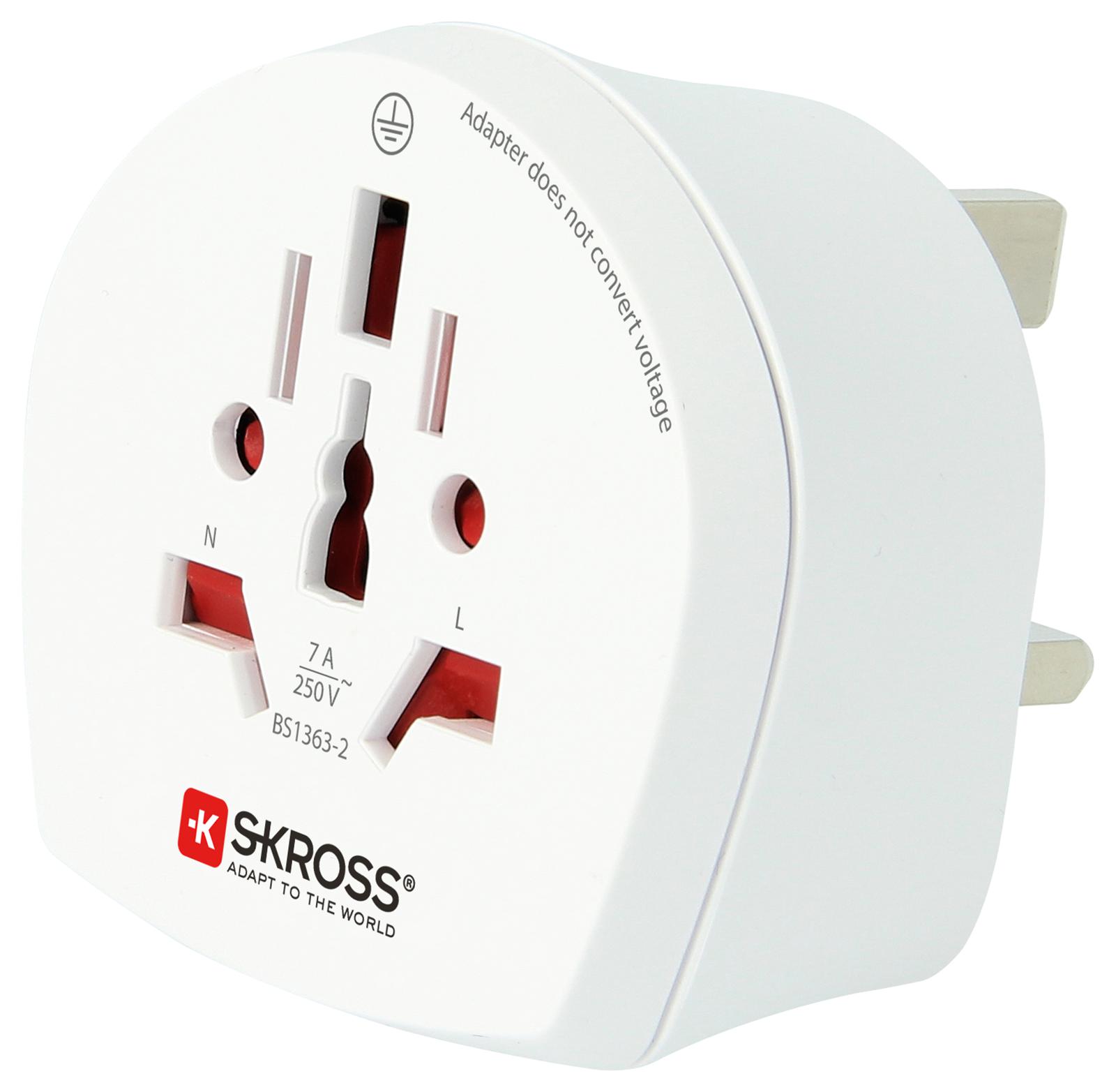 Skross 1.500225-E Travel Adapter, World-Uk, 7A/250V