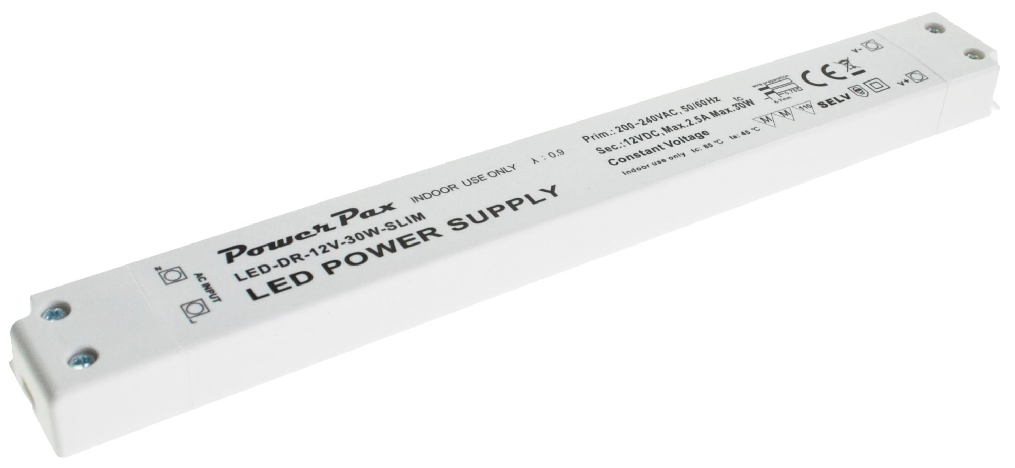 Powerpax Led-Dr-12V-30W-Slim Led Driver, 12Vdc 2.5A 30W Thin