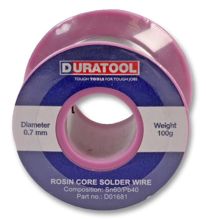 Duratool D01681 Solder Wire, Sn60-Pb40, 0.7Mm, 100G