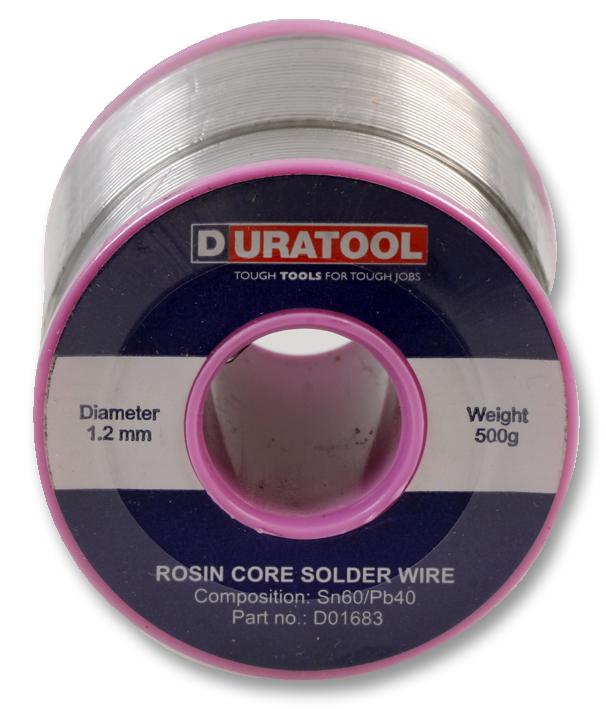 Duratool D01683 Solder Wire, Sn60-Pb40, 1.2Mm, 500G