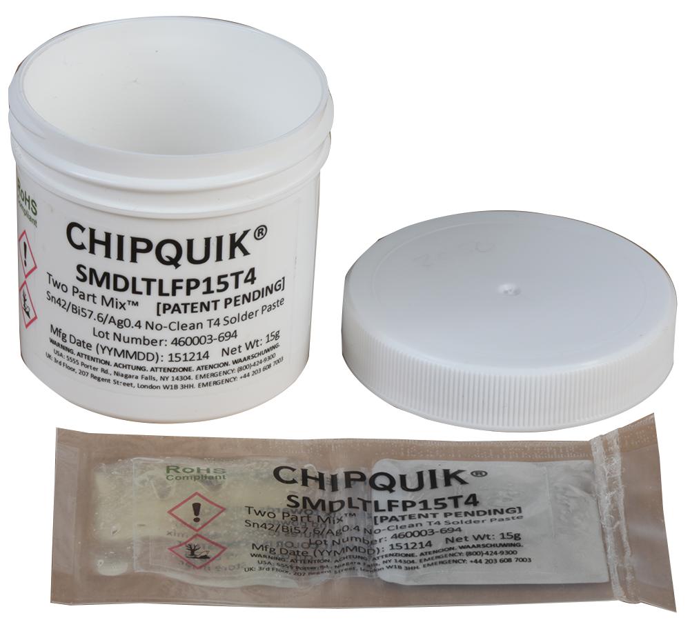 Chip Quik Smdltlfp15T4 Solder Paste, Sn, Bi, Ag, 138Deg C, 15G