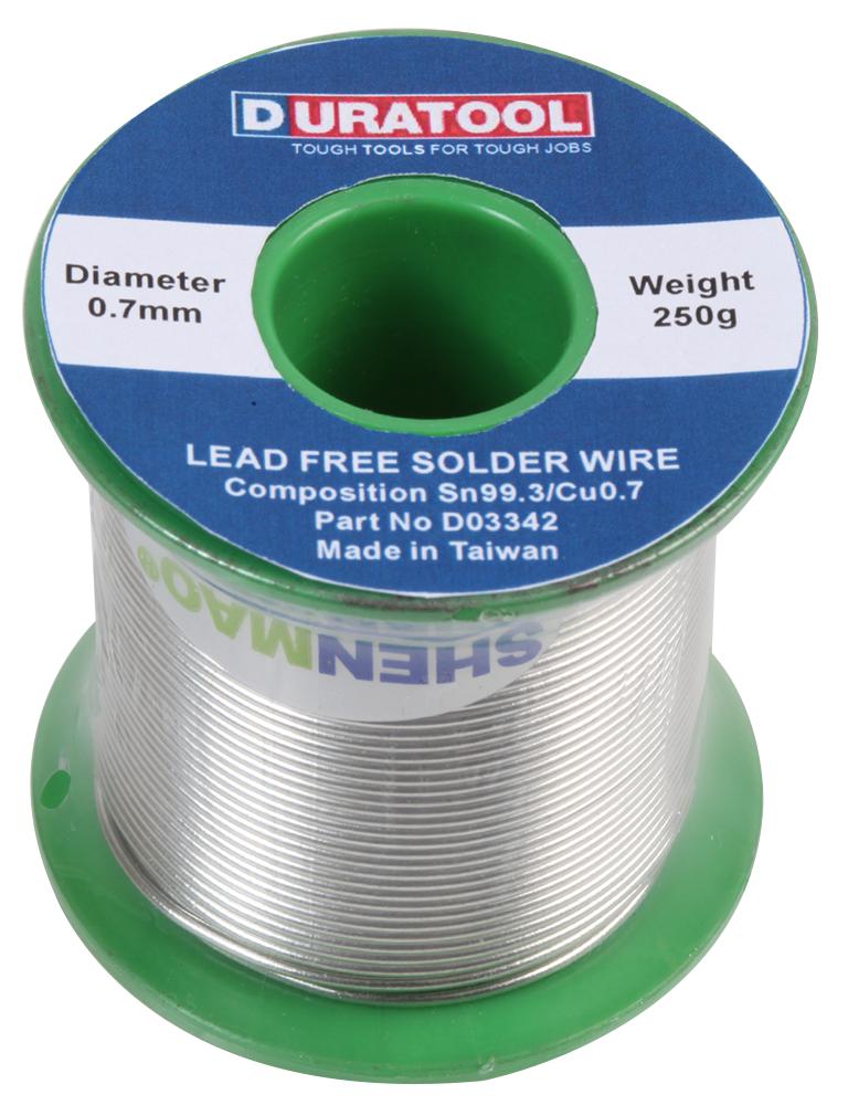 Duratool D03342 Solder Wire, Sn/ Cu, 0.7Mm, 250G