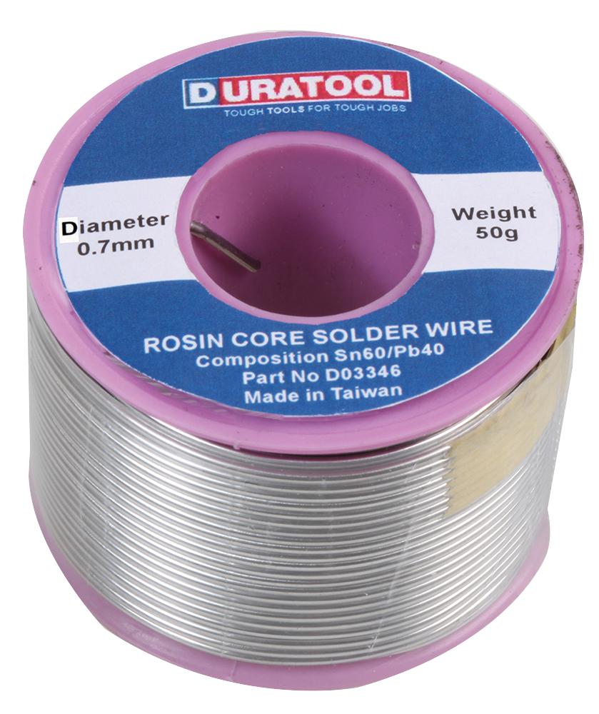 Duratool D03346 Solder Wire, Sn60-Pb40, 0.7Mm, 50G Reel