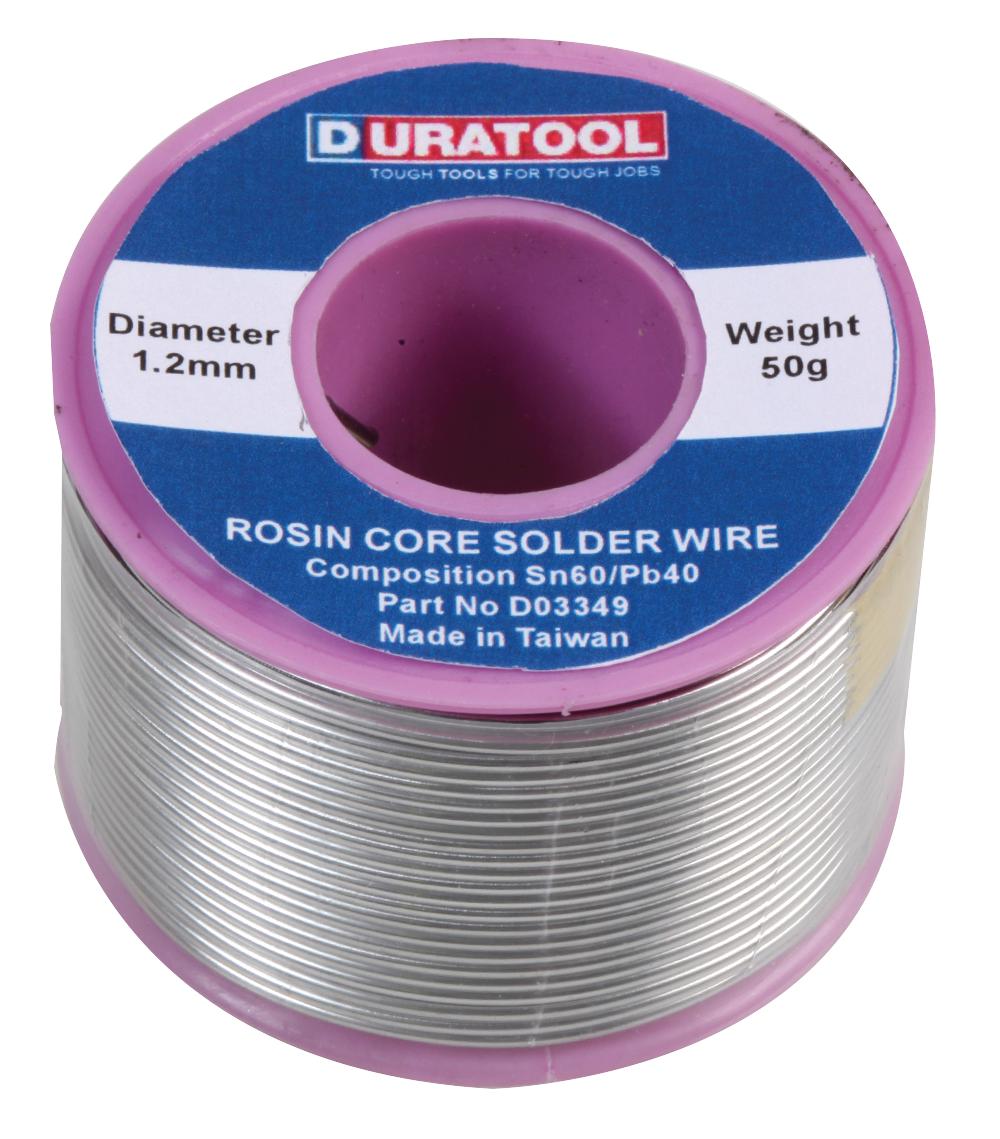 Duratool D03349 Solder Wire, Sn60-Pb40, 1.2Mm, 50G Reel