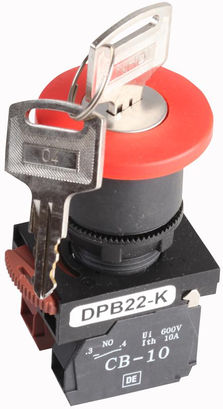 Hylec Dpb22-K11R Emergency Stop, Mushroom Head, Key Rls