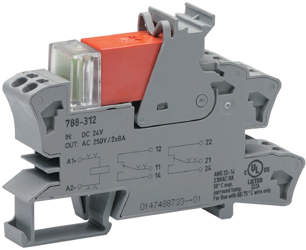 Wago 788-311 Relay Module, Dpdt, 8A, 250Vac, Din Rail