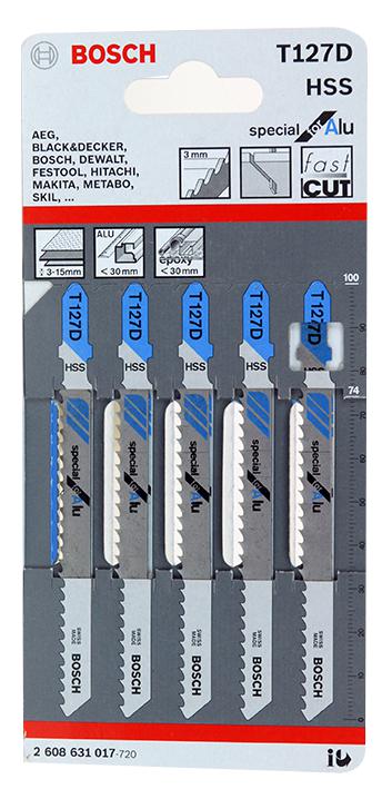 Bosch - Professional (Blue) 2608631017 Jigsaw Blades Aluminium, T127D Pk5