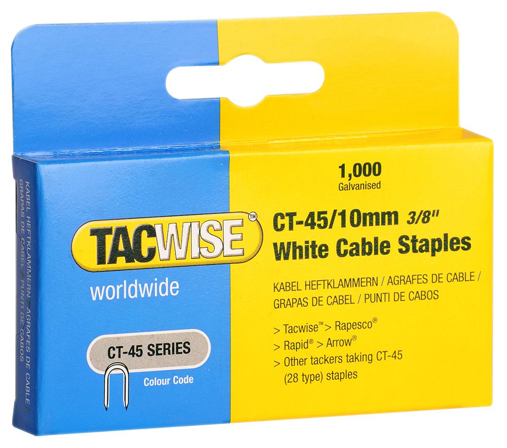 Tacwise Plc 0353 Staples, Cable, 45/10Mm, Wh, Pk5,000