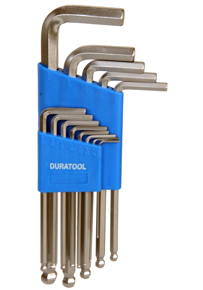 Duratool D00597 Hexagon Key Set, Imp, Ball End, 13Pc