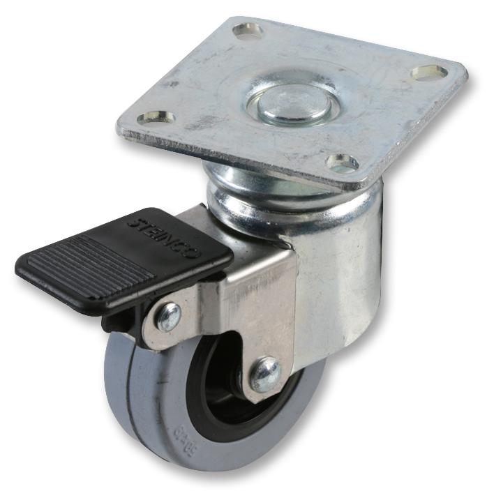 Penn Elcom W0995 Grey Swivel Castor + Brake - 50Mm / 40Kg