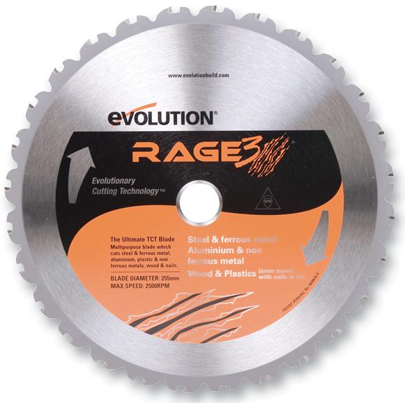 Evolution Rageblade 255M Multipurpose Mitre Saw Blade Tct 255Mm