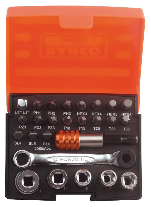 Bahco 2058/s26 Ratchet Bit Set, Standard