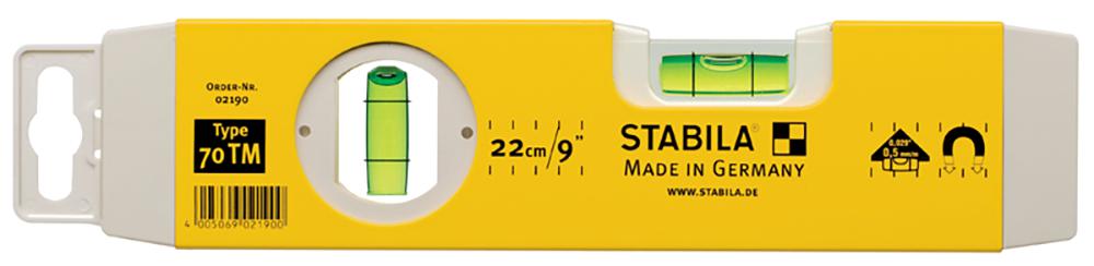 Stabila 70Tm-25 Spirit Level, Torpedo, 70T, Magnetic