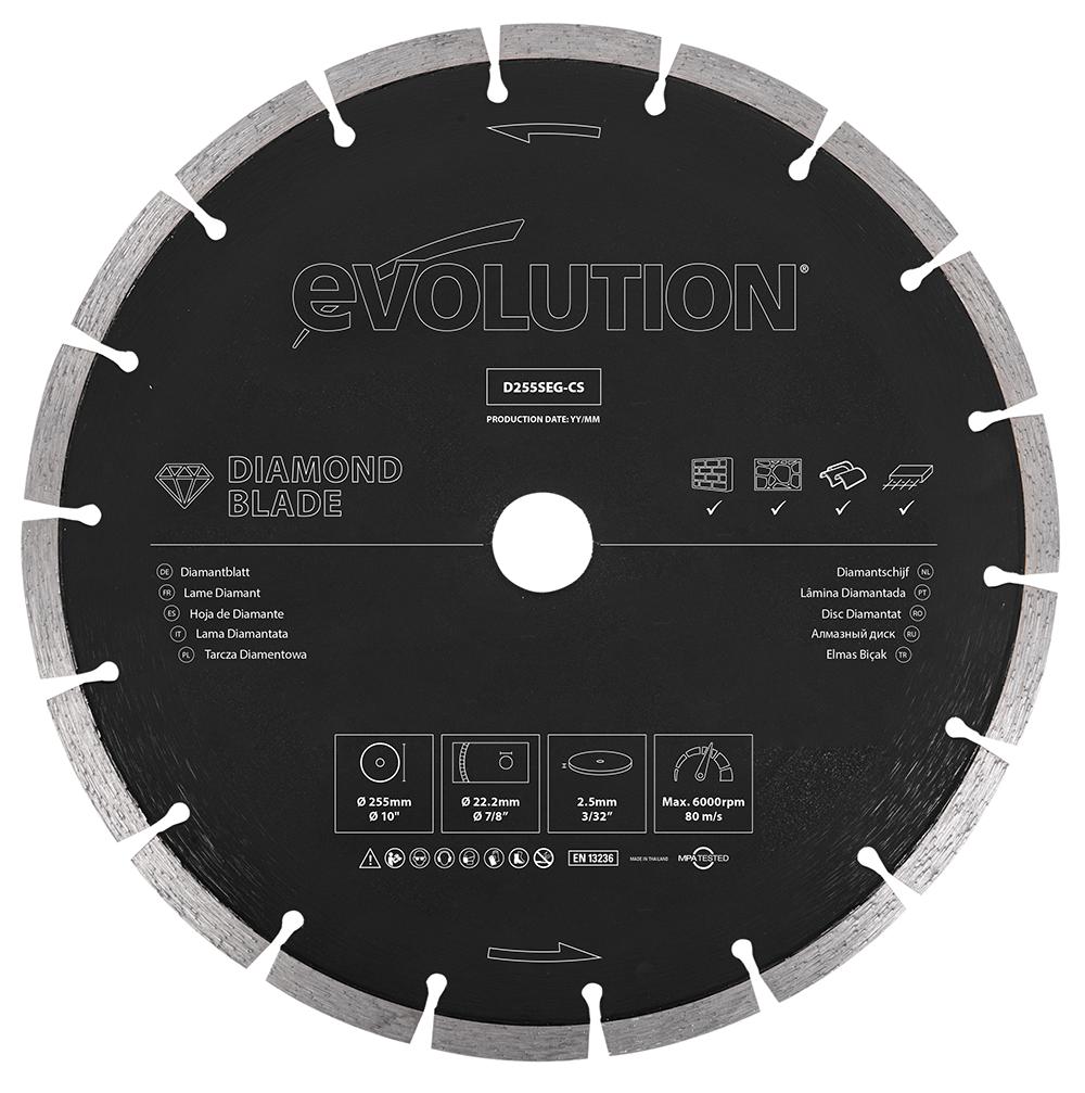 Evolution D255Seg-Cs Grinding Disc, 6000Rpm, 22.23Mm Bore