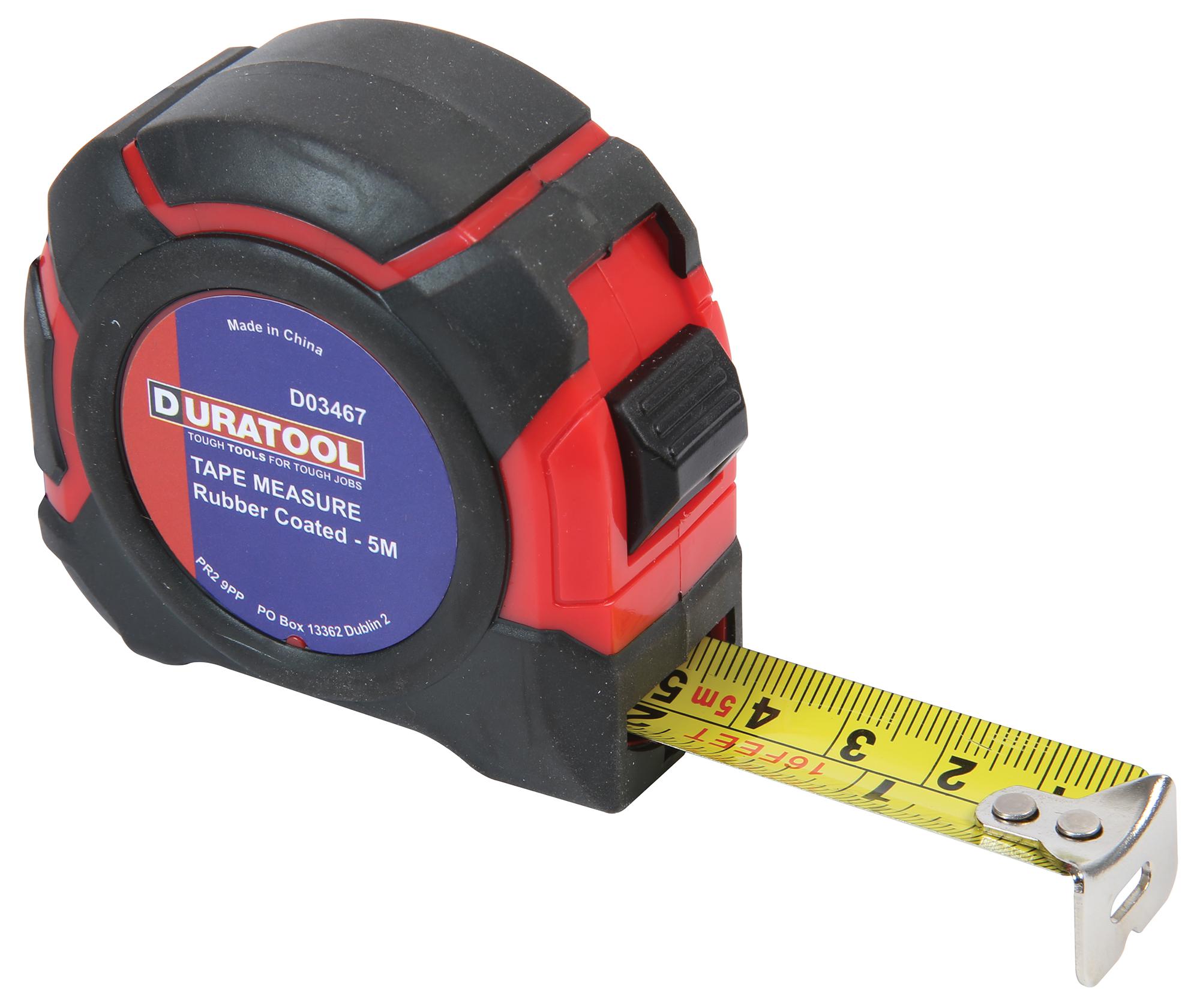 Duratool D03467 Tape Measure Rubber Coated - 5M