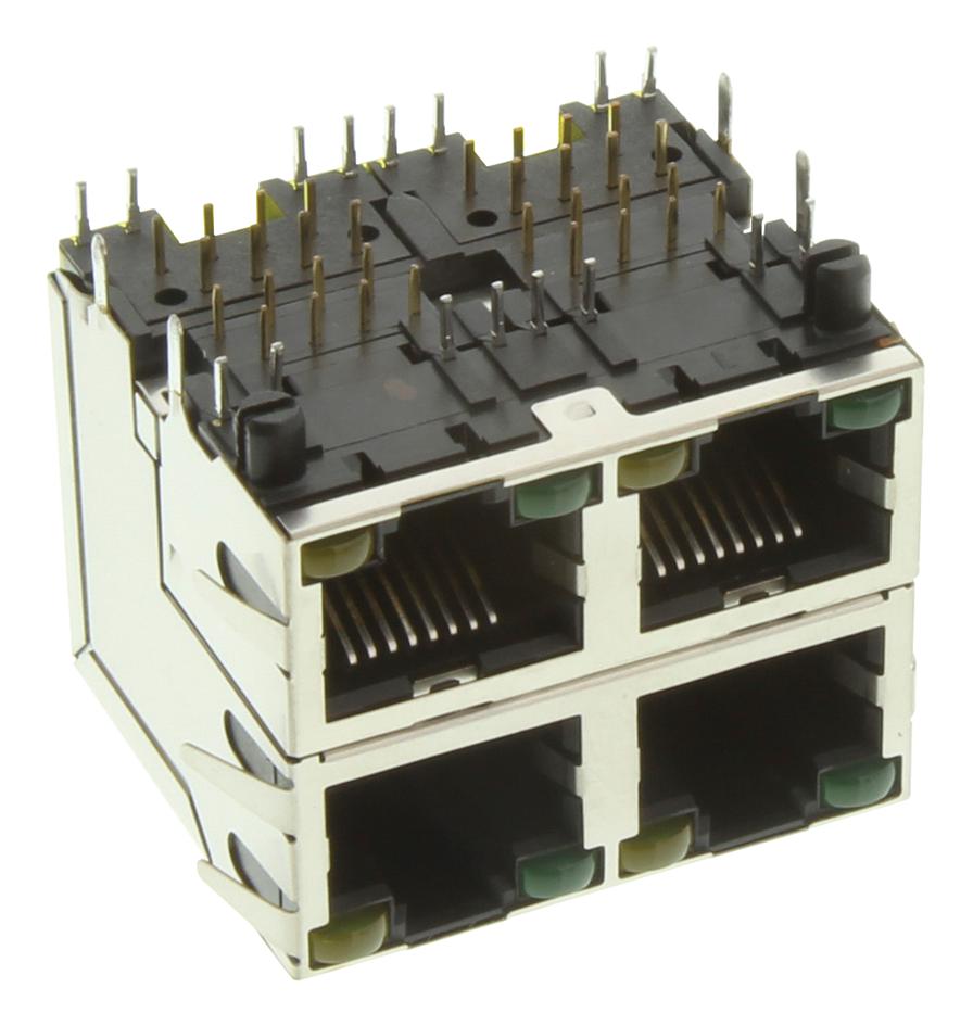 Amphenol Communications Solutions Rjsae-5384-04 Conn, Rj45, Stacked, Jack, 8P8C, 4Port