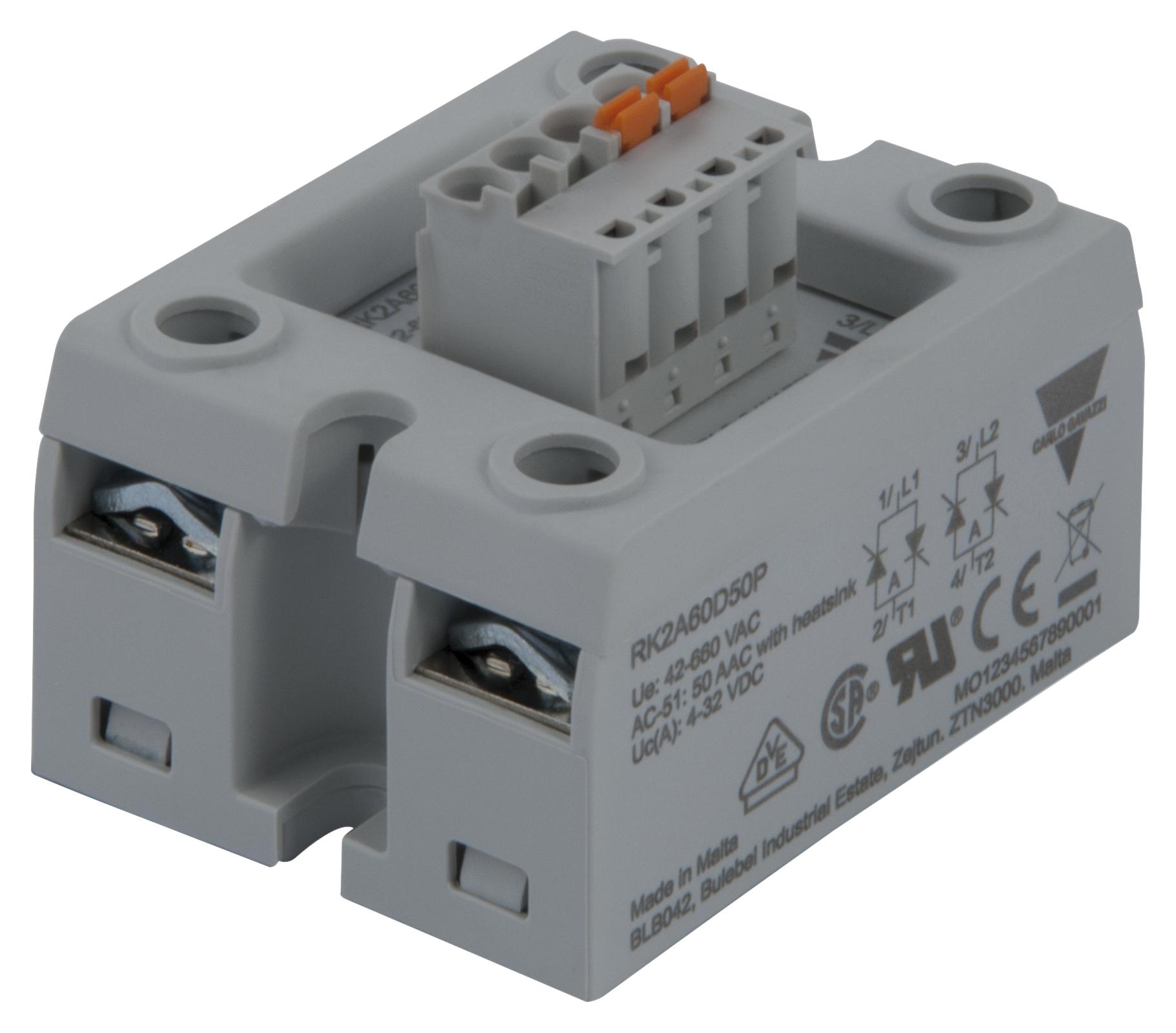 Carlo Gavazzi Rk2A60D50P. Solid State Relay, 50A, 4-32Vdc, Screw