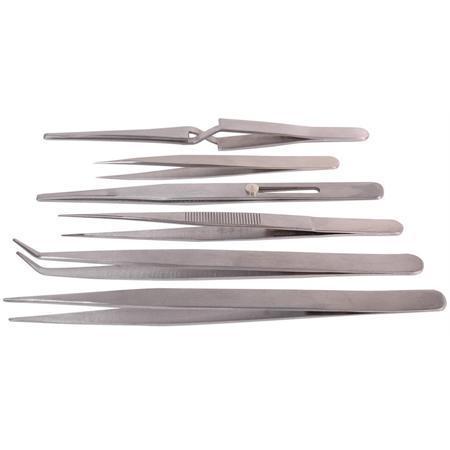 Duratool Js-181T.. Six Piece Stainless Steel Tweezer Set