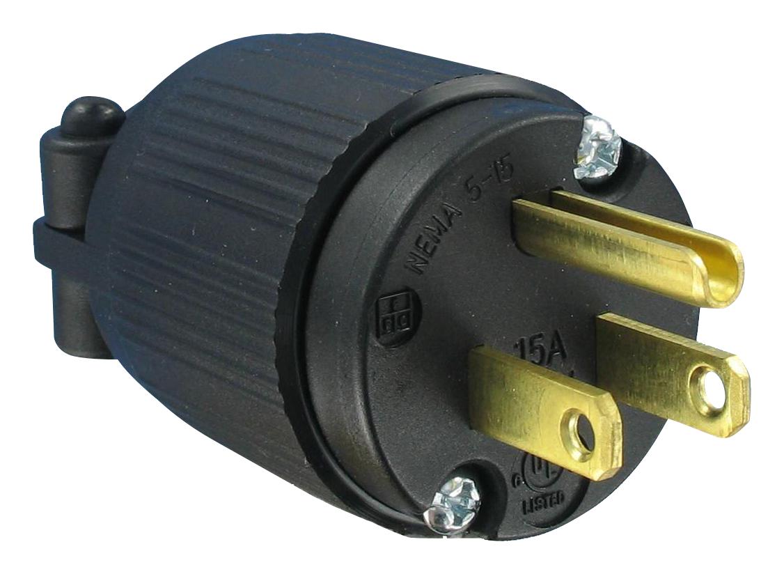 Qualtek Electronics Q-710 Mains Plug, Nema 5-15P, 15A, 125Vac, Blk