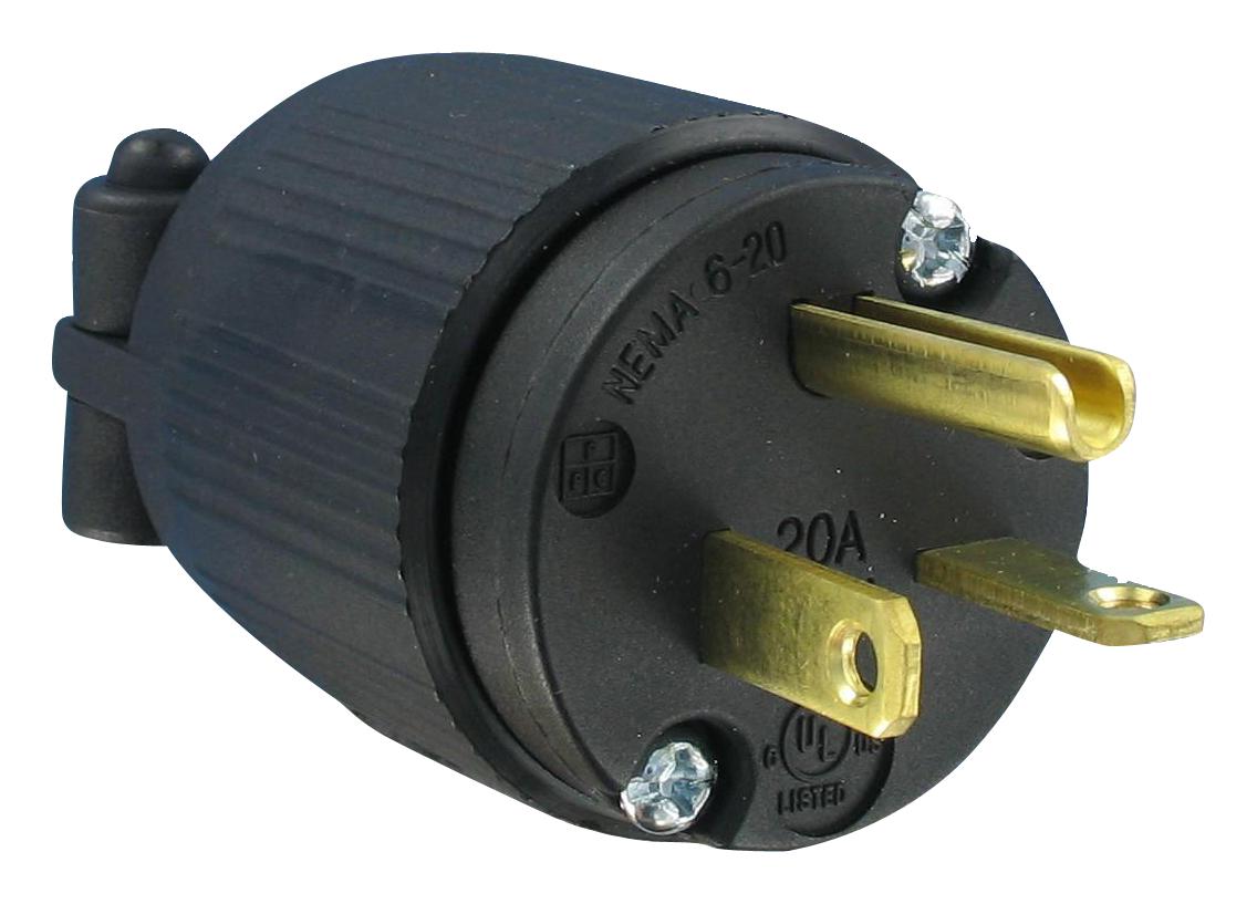 Qualtek Electronics Q-726 Mains Plug, Nema 6-20P, 20A, 250Vac, Blk