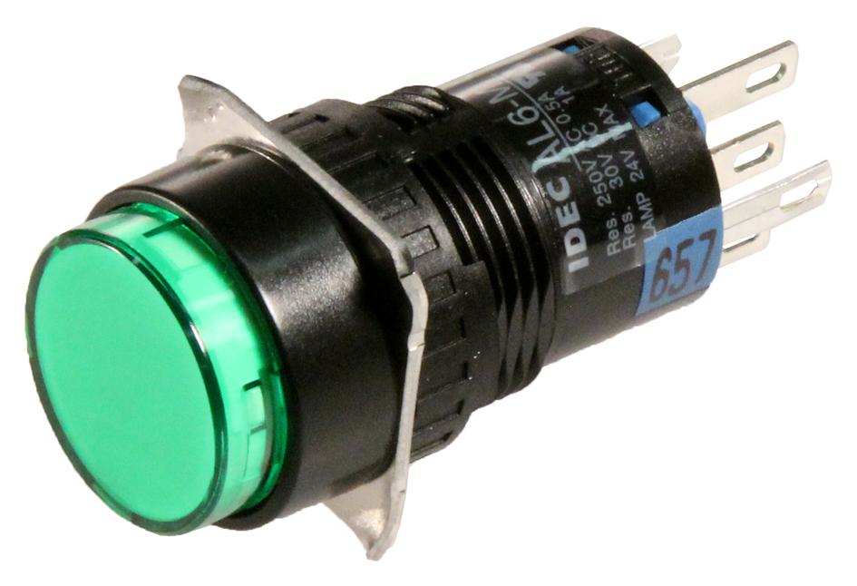 Idec Al6M-M14P-G Switch, Industrial Pushbutton, 18Mm